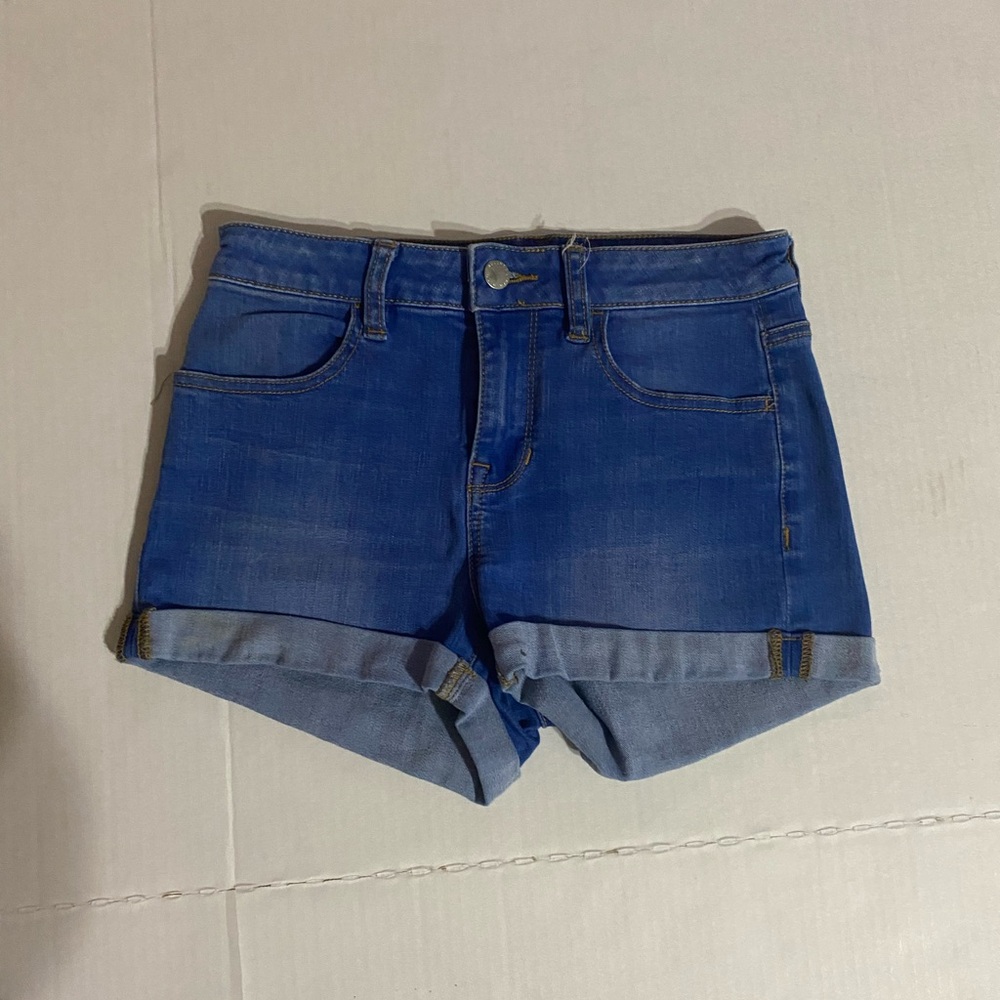 Bullhead Blue Denim Jean Shorts with Folded Cuff